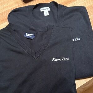 2 Lands' End Kids Black V-Neck Hoodie